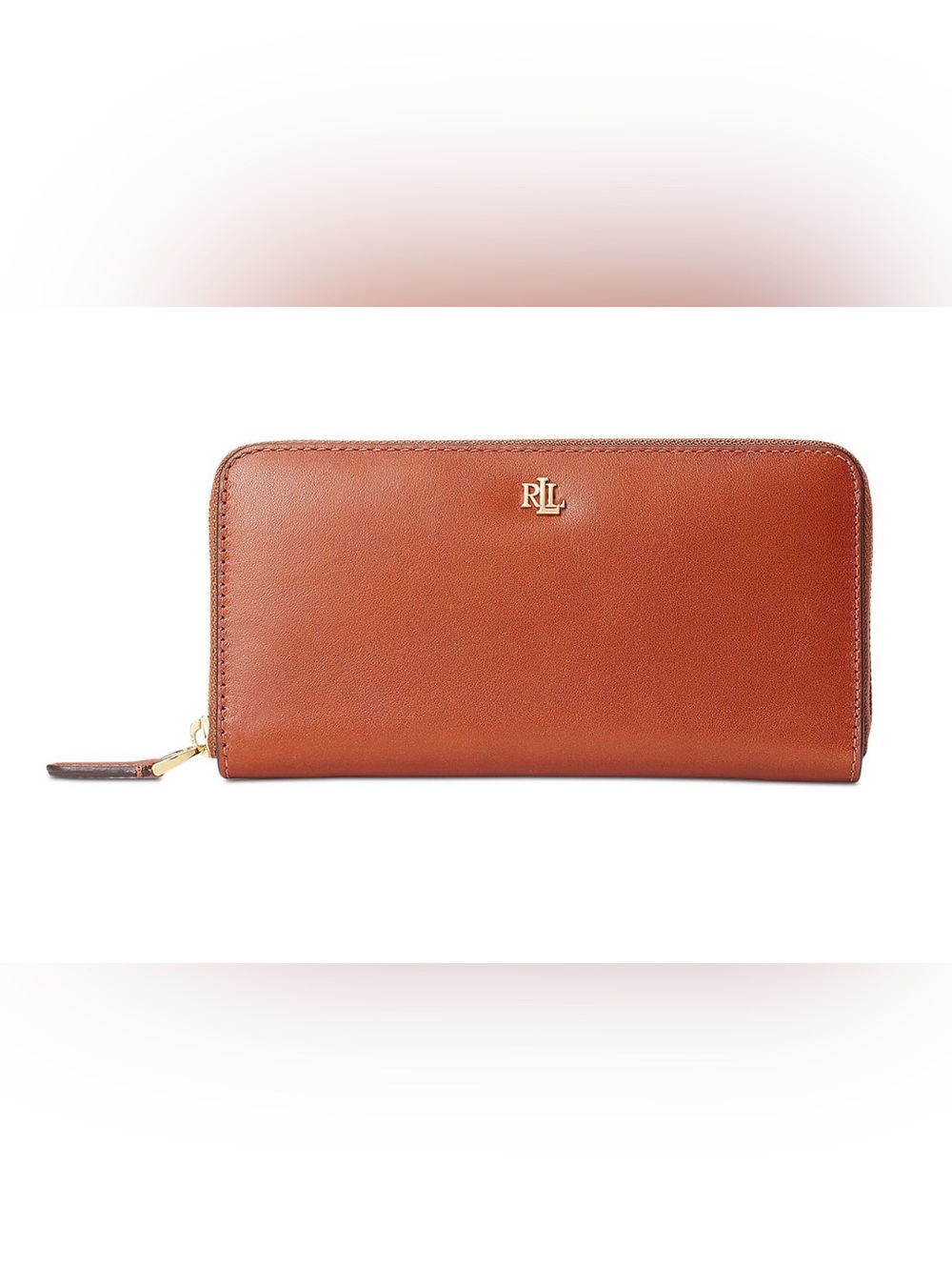 Lauren Ralph Lauren Tan Brown Leather Zip Wallet